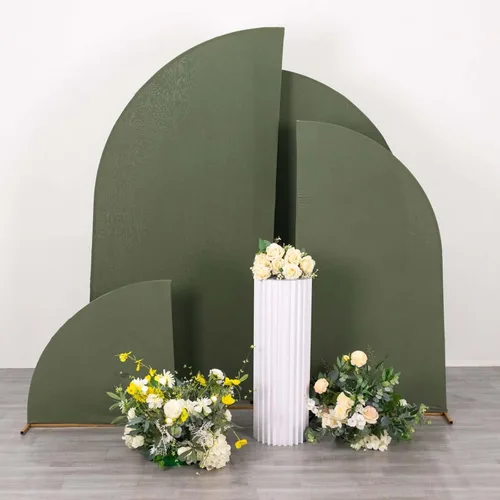Vista 223 de Efavormart - Juego de 4 fundas de elastano beige para arco de media luna, fundas de telón de fondo Chiara de 2.5 pies a 7 pies para escenarios