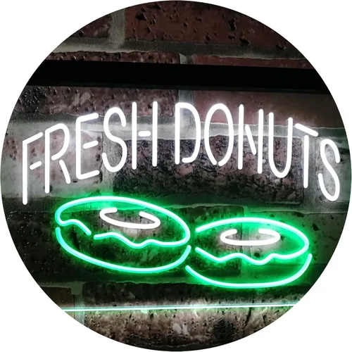 Vista 17 de ADVPRO Fresh Donuts - Letrero de neón LED de doble color, color azul y rojo, 12 x 8.5 pulgadas, st6s32-i2072-br