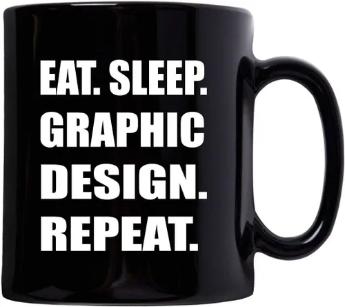 Vista 2 de Gifts for Graphic Designer Artist - Eat Sleep Graphic Design Repeat Mug Coffee Tea Cup 11oz Black Ceramic - Traditional Digital Illustrator 2D 3D