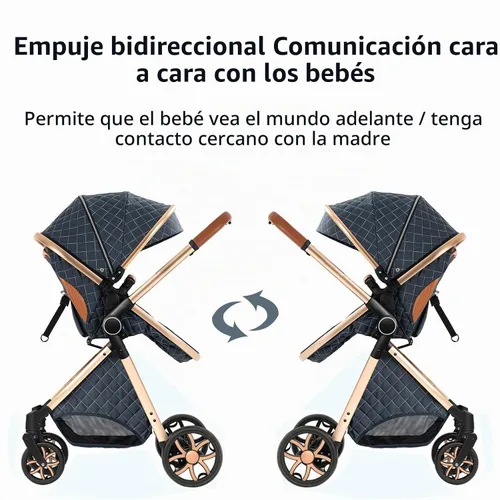Vista 3 de Cochecito de bebé 2 en 1 con modo moisés, cochecito reversible, plegable con un solo clic, cochecito de viaje para recién nacido, cochecito
