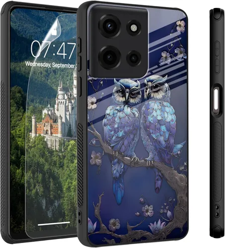 Vista 7 de Funda para Motorola Moto Edge 2022, cubierta trasera de vidrio templado con protector de pantalla, protección a prueba de golpes para Motorola Moto