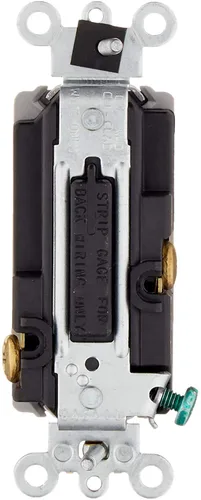 Vista 3 de Leviton Interruptor basculante silencioso de CA de un solo polo Decora Plus de 20 amperios, 120/277 voltios, 5621-2GY, gris