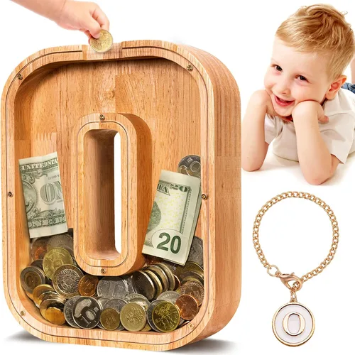 Vista 71 de SummiDate Alcancía de madera de letra para niños y niñas, Alfabeto, personalizada, regalo de cumpleaños y pascua para niños (A)