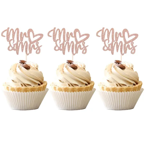 Vista 13 de 36 piezas de decoración para cupcakes con corazón de amor con purpurina para despedida de soltera, para boda, compromiso, cumpleaños, aniversario