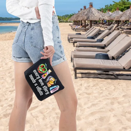 Vista 6 de WZMPA Malvada Queen - Bolsa de maquillaje cosmética inspirada en villanos de Halloween, regalo que cada historia de amor necesita una bolsa