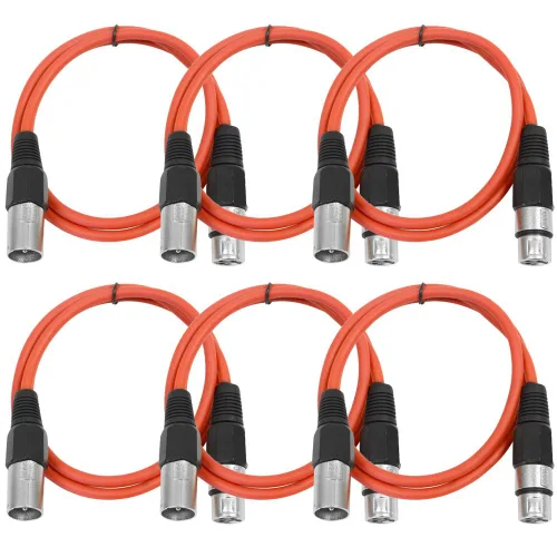 Vista 40 de SEISMIC AUDIO - SAXLX-2 - Paquete de 6 cables de conexión XLR macho a XLR hembra de 2 pies - Equilibrados - Cables de conexión de 2 pies