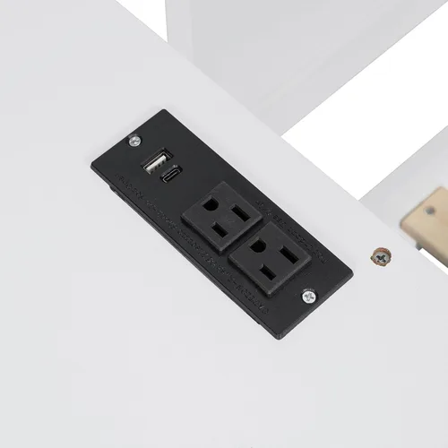 Vista 7 de KLMM Sofá cama de madera de tamaño completo con escritorio, estantes y Blanco/L