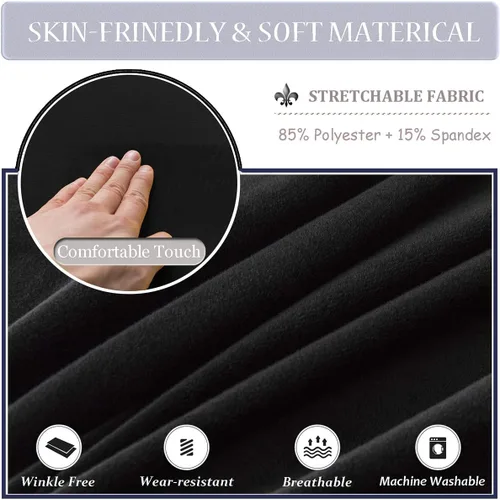 Vista 3 de Fundas de terciopelo para sillas de comedor XL de felpa, fundas elásticas para sillas altas, fundas protectoras de elastano con banda elástica