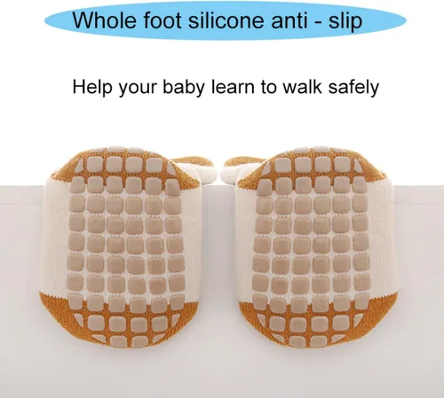 Vista 4 de Calcetines de bebé antideslizantes para niños pequeños, calcetines cálidos gruesos antideslizantes para niñas y niños recién nacidos, 5 pares