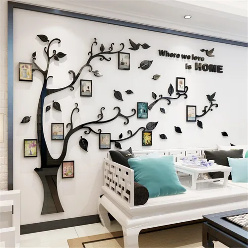 Vista 7 de Calcomanías de pared de árbol 3D - DIY, calcomanías de marcos de fotos y árbol de pared, marcos para fotos familiares, murales con calcomanías