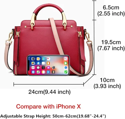 Vista 2 de Bolsos de cuero para mujer, con asa superior y correa ajustable