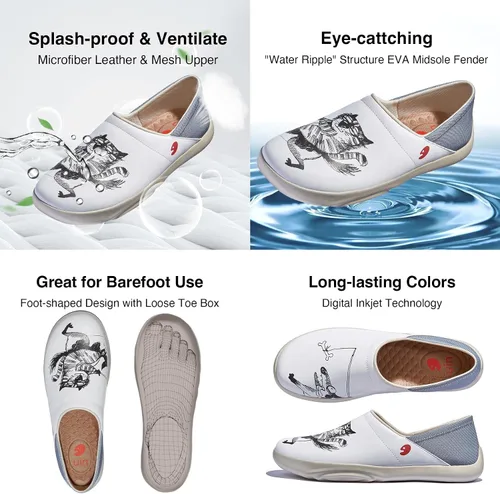 Vista 6 de UIN Zapatos de viaje artísticos para mujer, mocasines pintados informales, ligeros, cómodos, a la moda, Mojácar