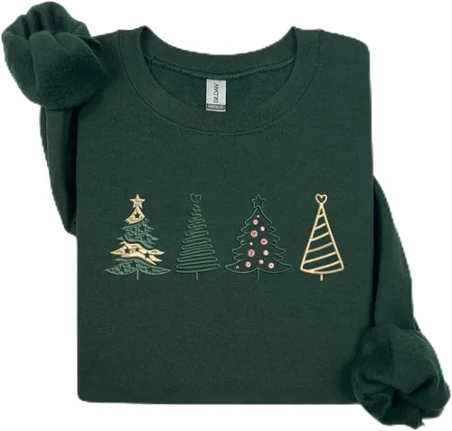 Vista 11 de Sudadera de Navidad bordada con cuello redondo para hombres y mujeres Diseño 2