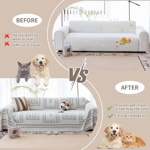 Vista 19 de Funda para sofá, funda lavable para sofá para perros, fundas de felpilla para sofá para protector, aptas para mascotas (71"x 71"/Verde/1 unidad)