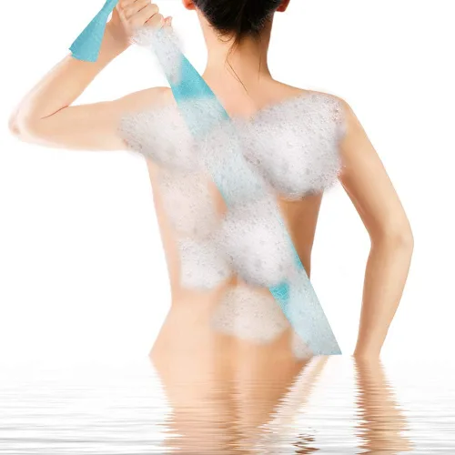 Vista 7 de Meetory 6 toallas de baño de nailon exfoliante, 35 pulgadas (35.4 in), toalla de baño de piel de belleza, masaje para mujeres y hombres