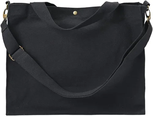 Vista 2 de Bolsa cruzada de lona resistente extra grande para el hombro, bolsa de compras, bolsa de playa, multiusos, uso diario