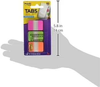 Vista 5 de Post-it Pestañas, 22Color, 66Dispensador, 1 in Amplio, Rosa, Verde, Naranja (686-PGO)