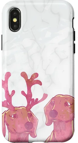 Vista 4 de iPhone 14 Rosa Dachshund Deer Astler Cute Animal Dog Lovers Estuche de regalo
