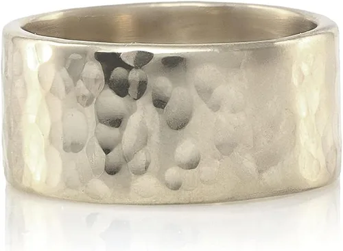 Vista 7 de Anillo martillado de oro personalizable para mujer, banda texturizada para moda, boda y compromiso, joyería apilable hecha a mano