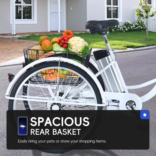 Vista 3 de Garvee Triciclo para adultos, triciclo de 7 velocidades para adultos, bicicletas de 3 ruedas para adultos con cestas, triciclos para adultos