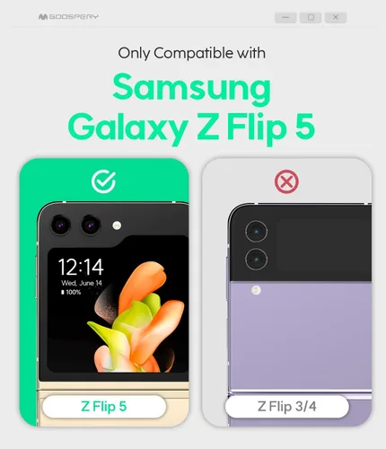 Vista 6 de GOOSPERY EZ Mount - Cartera compatible con Samsung Galaxy Z Flip 5, tarjetero con anillo Loopy con soporte ajustable con soporte Negro