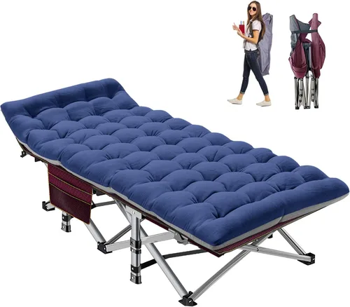 Vista 16 de NAIZEA Folding Camping Cots for Adults, Portable Cot with Mattress Heavy Duty Outdoor Bed with Carry Bag 1200d Oxford Cloth Sleeping Cots for Cuna