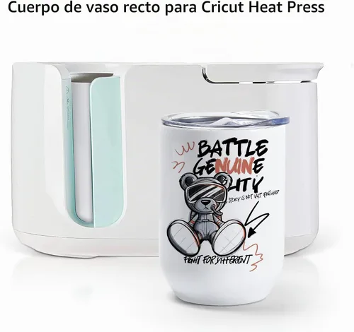 Vista 2 de AGH Vasos de vino de sublimación de 12 onzas, 4 tazas aisladas de acero inoxidable rectas para transferencia de calor de envoltura completa, tapa