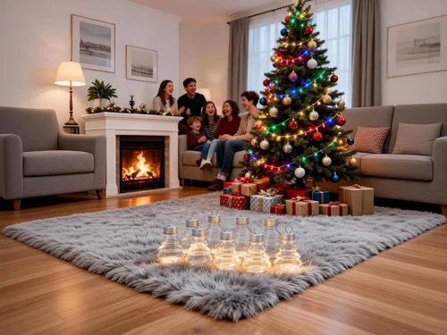 Vista 5 de HOMSFOU 10 botellas de caramelo con forma de árbol de Navidad con tapas plateadas, recipientes rellenables para mascotas para golosinas navideñas