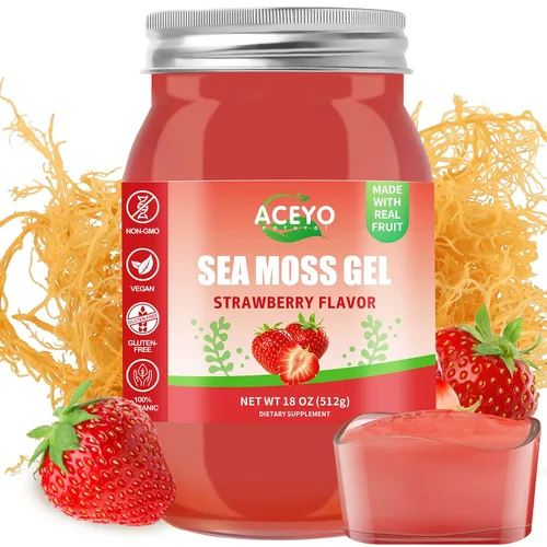 Vista 14 de ACEYO Gel de musgo marino irlandés (18 onzas) crudo vegano mango sabor piña 102 vitaminas y minerales cosechados en la naturaleza sin OMG