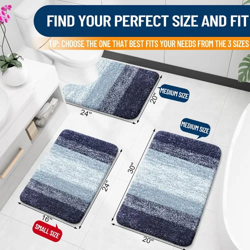 Vista 2 de OLANLY - Alfombras de baño pequeñas de 24 x 16 pulgadas, alfombras de baño de microfibra extra suave y absorbente Alfombra de baño de felpa