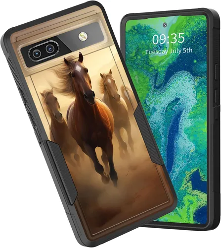 Vista 22 de Funda para Pixel 6A, funda protectora híbrida de doble capa resistente a prueba de golpes de policarbonato duro de silicona suave TPU para Google