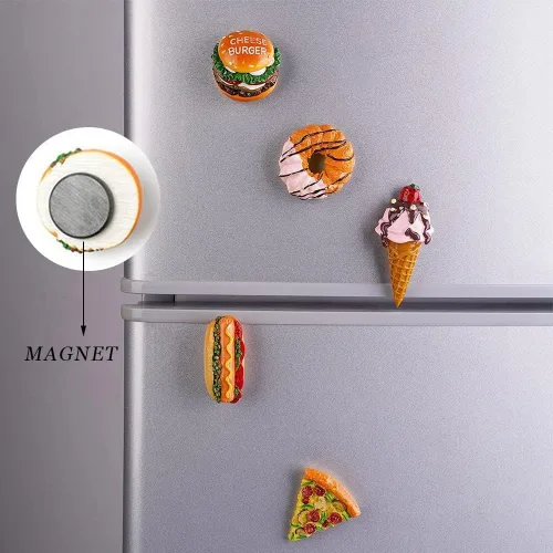 Vista 3 de 5 imanes de comida para refrigerador, calcomanías para nevera, hamburguesa, dona, helado, pizza, perrito caliente, pizza, imanes para cocina