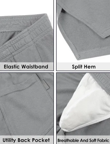 Vista 6 de SEAUR Pantalones cortos deportivos con abertura lateral para hombre, pantalones cortos de entrenamiento para culturismo, pantalones cortos