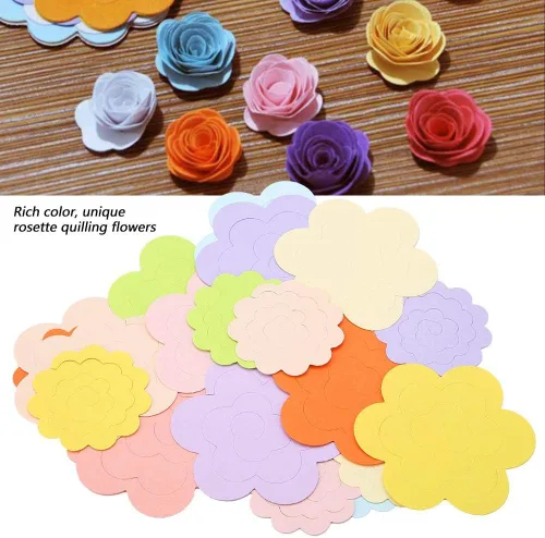 Vista 3 de Quilling Paper Blossom Paper Kit 20PCS Diseño de flores Colorido Kit de Quilling Papel Roseta Flor Quilling Paper (Color al azar)