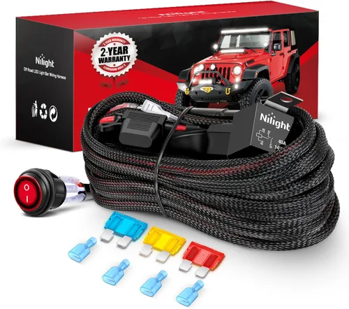 Vista 10 de Nilight Kit de arnés de cableado de barra de luz LED de cobre, 1 cable de 12 AWG resistente 12 V, interruptor de encendido y apagado, fusible