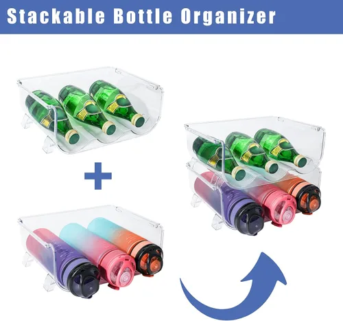 Vista 2 de Organizador de botellas de agua, soporte de almacenamiento para organización de cocina, nevera, despensa, armario, encimera, armario, estante