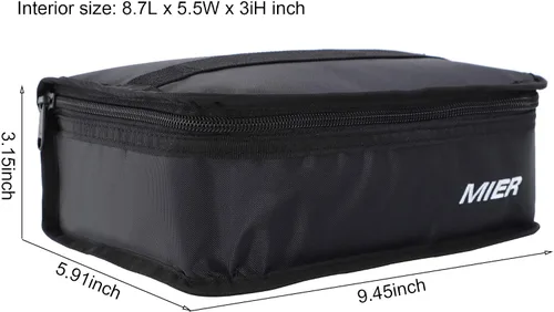 Vista 2 de MIER Lonchera térmica expandible para hombres, mujeres, color negro