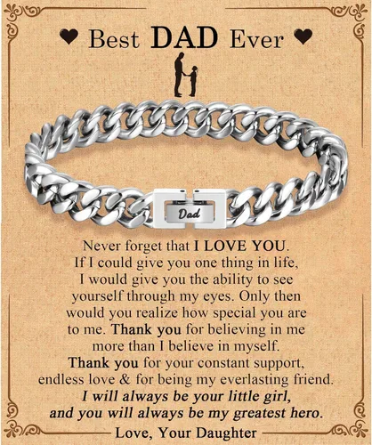 Vista 16 de Regalos para papá, hijo, nieto, tío sobrino, hermano, marido, novio, regalos para hombres y niños, pulsera de eslabones de cadena cubana, regalos
