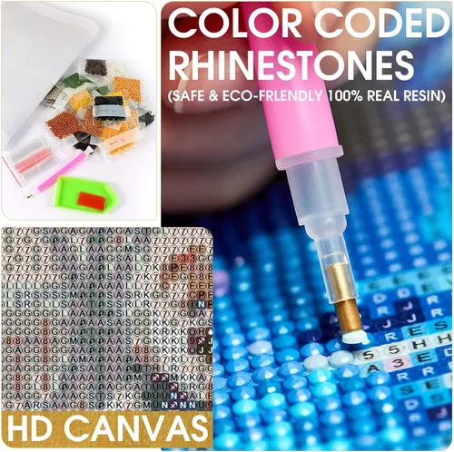Vista 6 de Bimkole AL1599 - Kit de arte de diamantes 5D con diseño de oso, taladro completo, juego de bordado de diamantes de imitación con diamantes, arte por