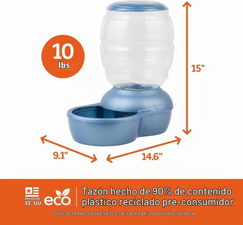Vista 5 de Comedero Petmate rellenable con protección antibacteriana Microban Azul pavo real perla