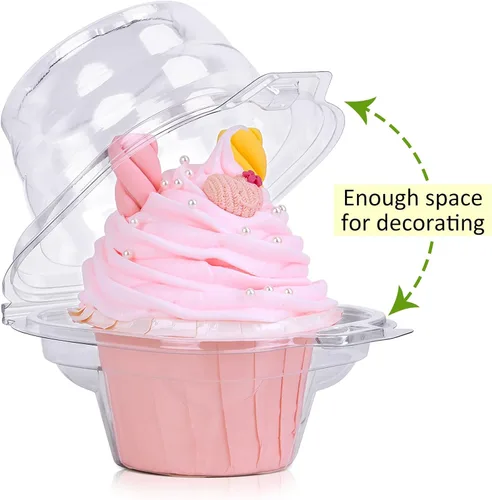 Vista 4 de Cajas de cupcakes individuales para cupcakes, 25 paquetes de soporte regular individual para cupcakes, cobertura alta para magdalenas, soporte