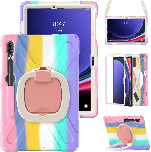 Vista 20 de Funda de silicona resistente para Samsung Galaxy Tab S9+ de 12.4 pulgadas 2023/S8+ /S7+/S7 Fe, con correa para el hombro, soporte para bolígrafo S