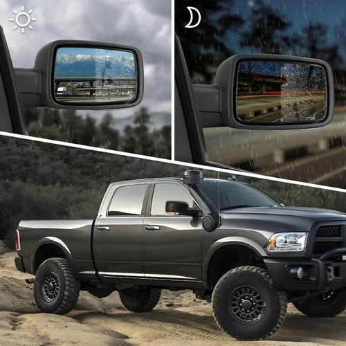 Vista 8 de Espejo lateral para Dodge Ram - Compatible con espejo de remolque 2009-2018 Dodge Ram 1500 2500 3500 4500 5500 con señal de giro calentada