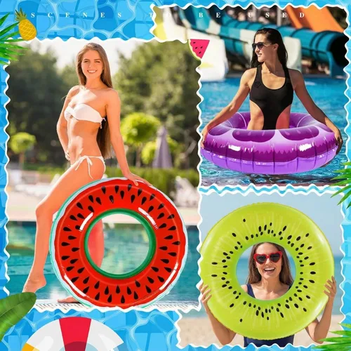 Vista 5 de Libima Flotadores inflables de piscina para adultos, anillos de natación, tubos de natación, flotadores para adultos, decoraciones hawaianas