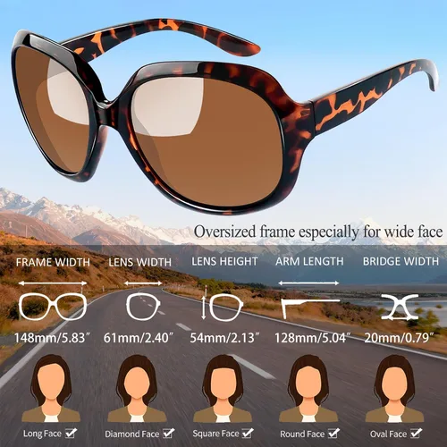 Vista 3 de Joopin Lentes de sol de gran tamaño para mujer, polarizados, grandes, para conducción, protección UV, grandes sombras