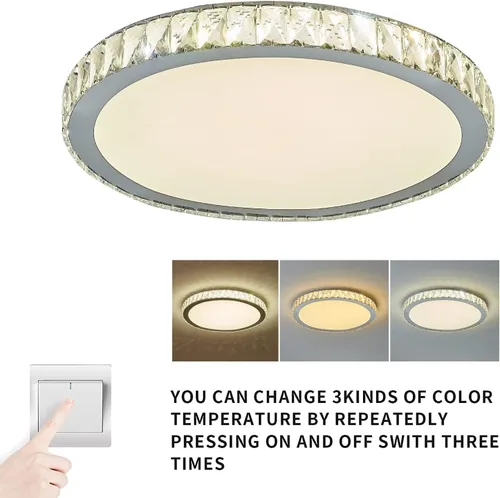 Vista 5 de OUKANING Lámpara de techo LED moderna de cristal, regulable de 11 pulgadas, lámpara de techo de montaje empotrado ajustable para dormitorio
