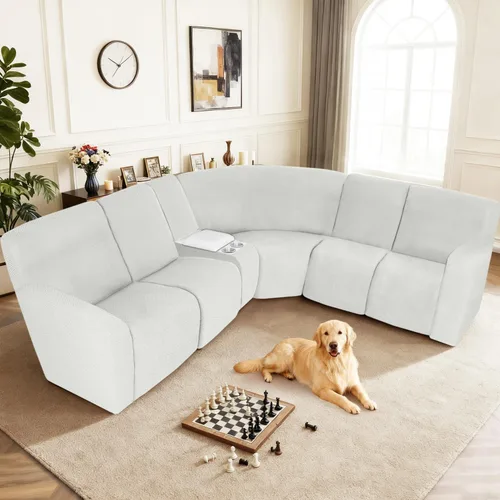 Vista 2 de ALIECOM Fundas de sofá seccional reclinable 100% impermeables en forma de L, elásticas, de esquina, funda de sofá seccional reclinable lavable, Gris