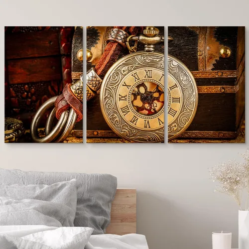 Vista 3 de wall26 Lienzo impreso para pared, vintage, antiguo, retro, reloj de bolsillo, instrumentos, herramientas, fotografía, realismo, retro, escénico