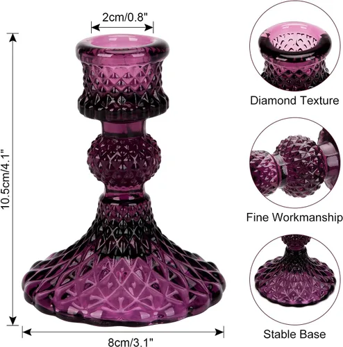 Vista 2 de Portavelas de cristal, 2 piezas de palitos decorativos para velas de pilar para eventos formales, bodas, fiestas, centros de mesa, centros de mesa