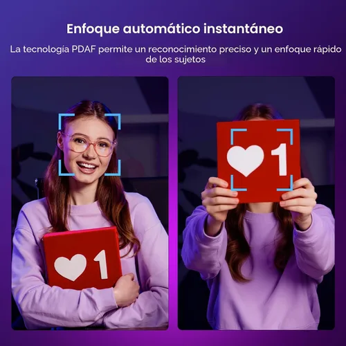 Vista 3 de NexiGo Cámara web N680E Pro 4K con luz de anillo, enfoque automático PDAF, 1080p 60FPS, micrófonos con doble cancelación de ruido, obturador